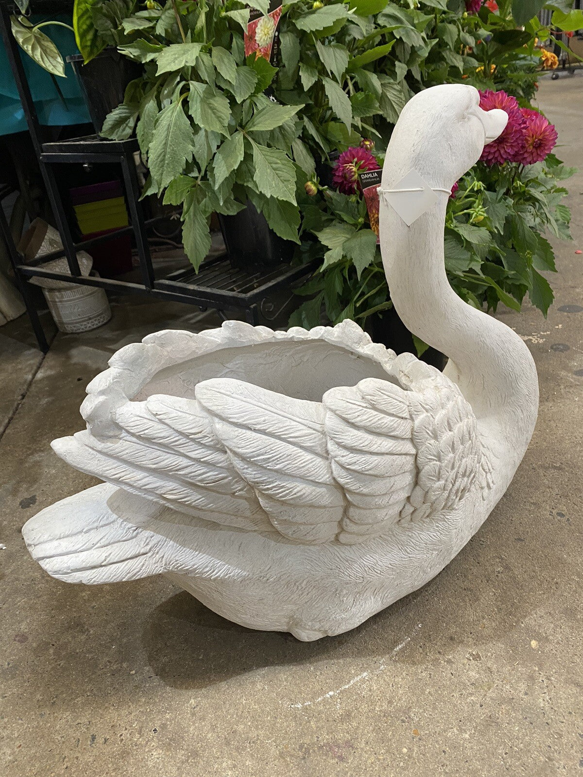 Swan Planter Pot Plant Garden Sculpture Statue White Hamptons Large White
