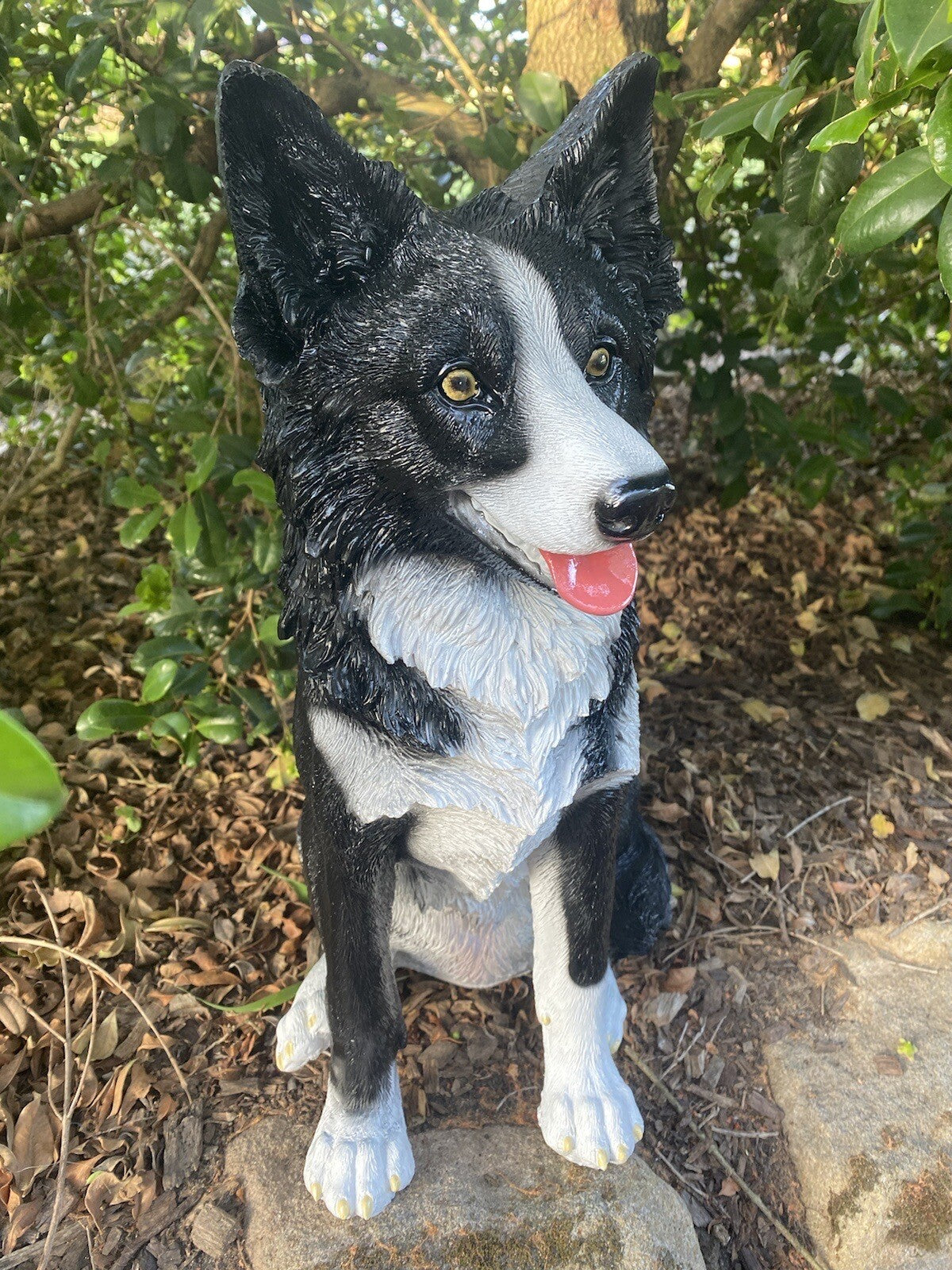 Border Collie Sitting Statue Working Sheepdog Ornament Memorial Home Decor 45 CM