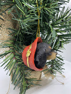 2 x Dachshund Sausage Dog Puppy Christmas Xmas Tree Decoration Statue Black