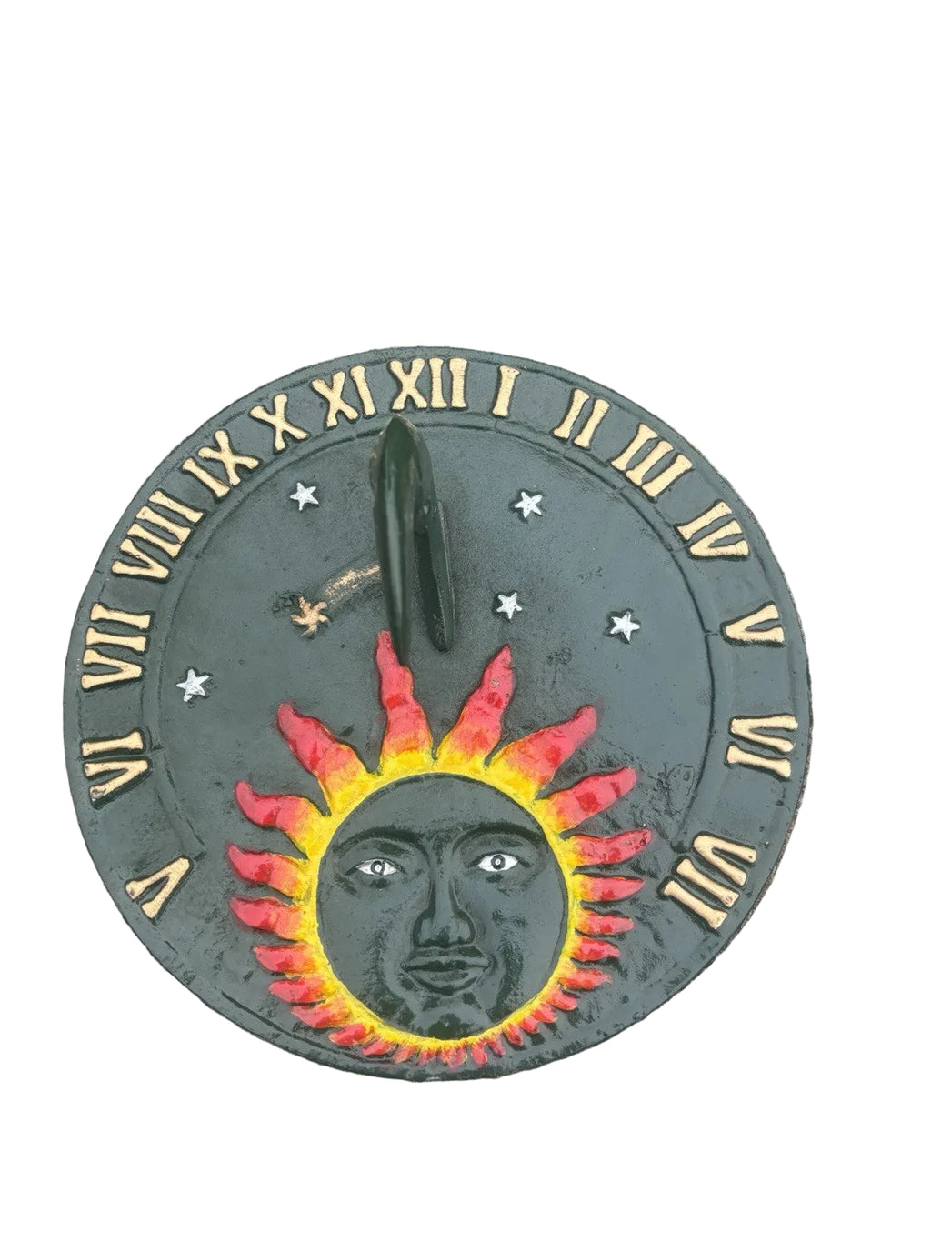 SUNDIAL WITH SUN DESIGN CAST IRON GARDEN DECOR SUN DIAL