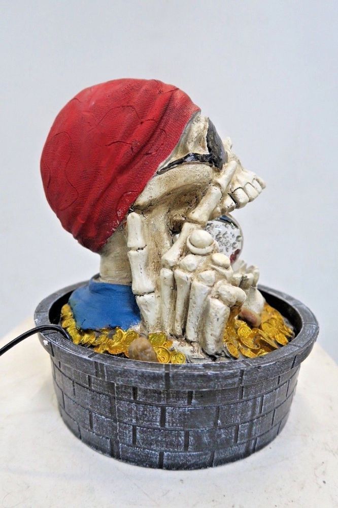 Pirate Head skull, small indoor / Outdoor table top Water fountain water feature