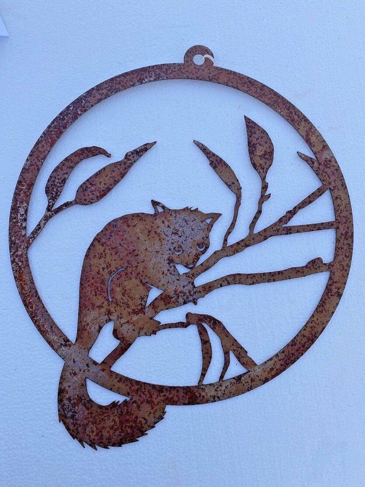 Possum Round Rust Corten Steel Metal Garden Wall Art Hanging Ring Home 28cm D