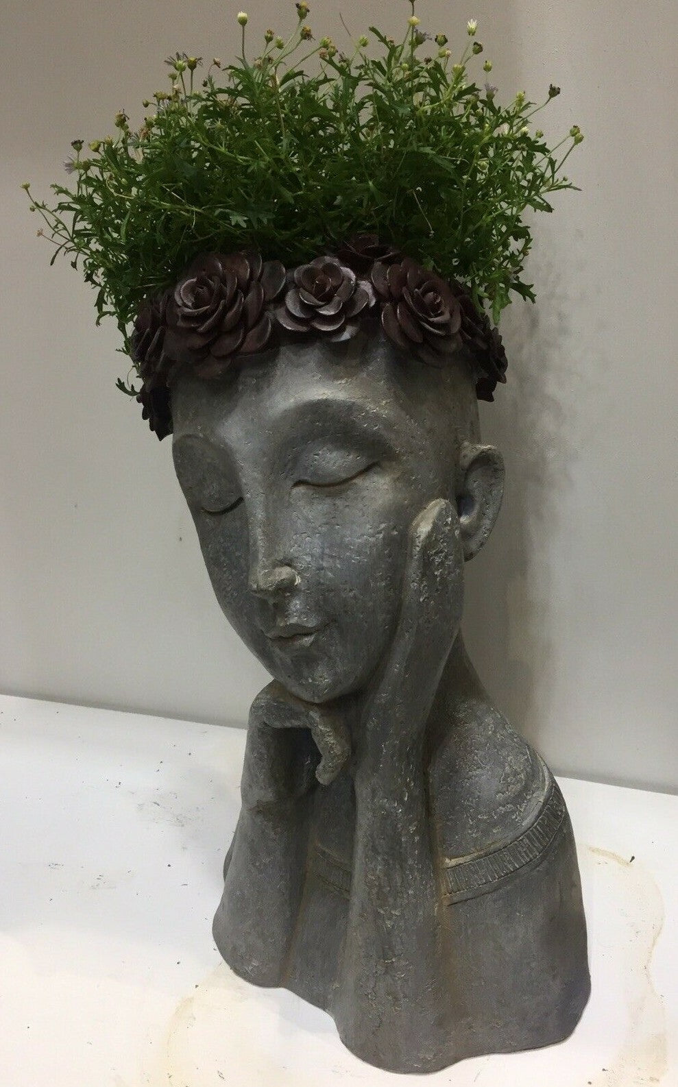 FLOWER GIRL PLANTER TWO SUCCULENT LADY FACE POT PLANTERS