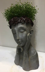 FLOWER GIRL PLANTER TWO SUCCULENT LADY FACE POT PLANTERS