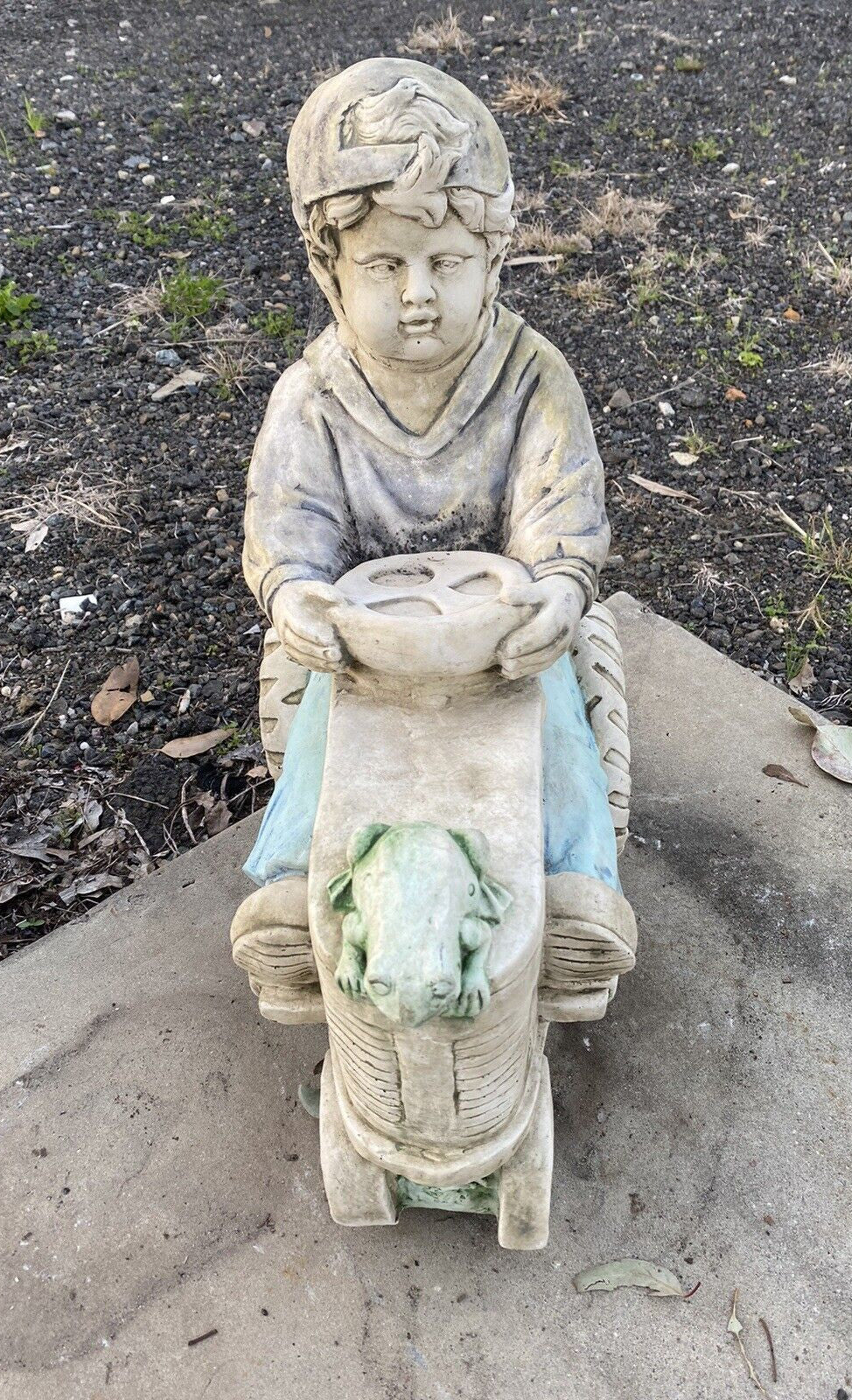 Boy On Tractor Garden Statue - Pick up Only