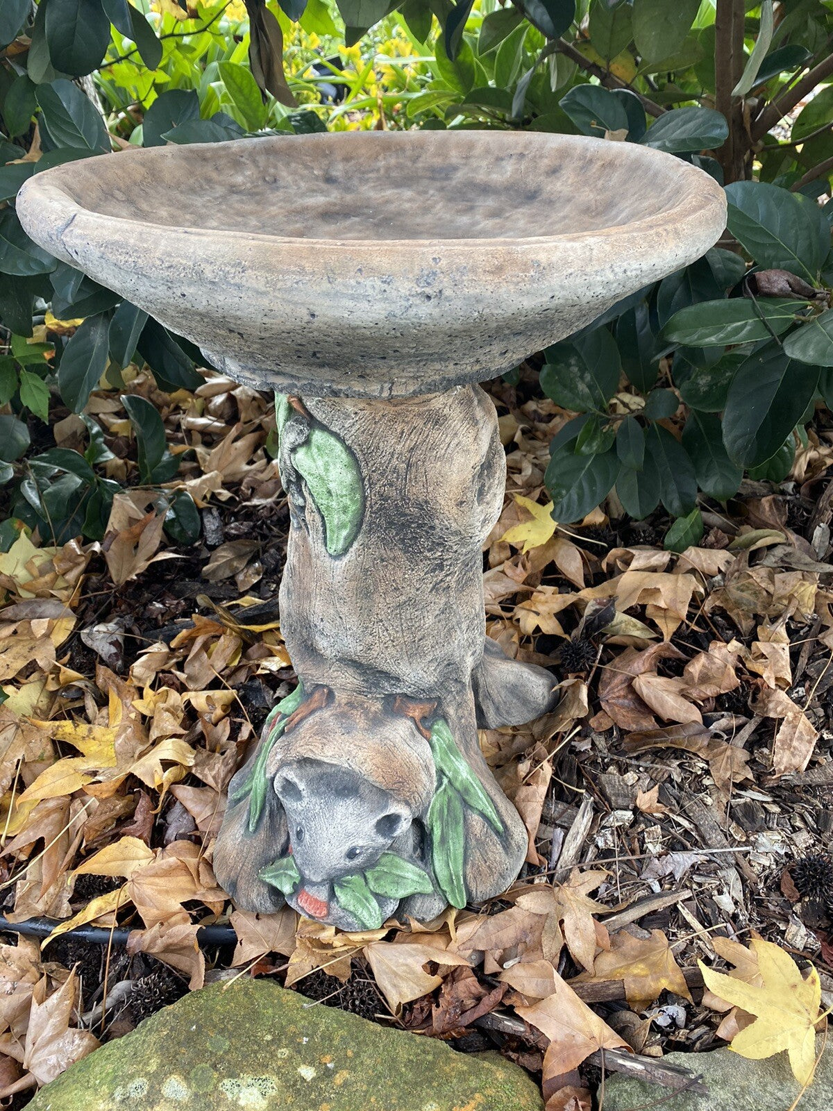 Bird Bath Possum With Gum Design - Pick up only