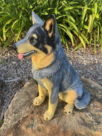 BLUE CATTLE DOG HEELER STATUE PUPPY MEMORIAL ANIMAL GARDEN ORNAMENT FIGURINE