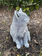 Grey Cat Statue Sitting Memorial Ornament Animal Concrete Garden Australian Made