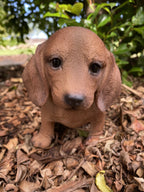 DACHSHUND SAUSAGE DOG MEMORIAL PUPPY ANIMAL GARDEN ORNAMENT RED 21cm