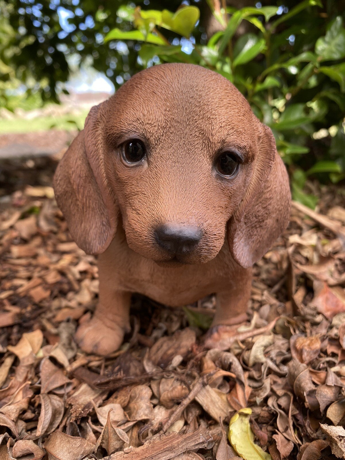 DACHSHUND SAUSAGE DOG MEMORIAL PUPPY ANIMAL GARDEN ORNAMENT RED 21cm