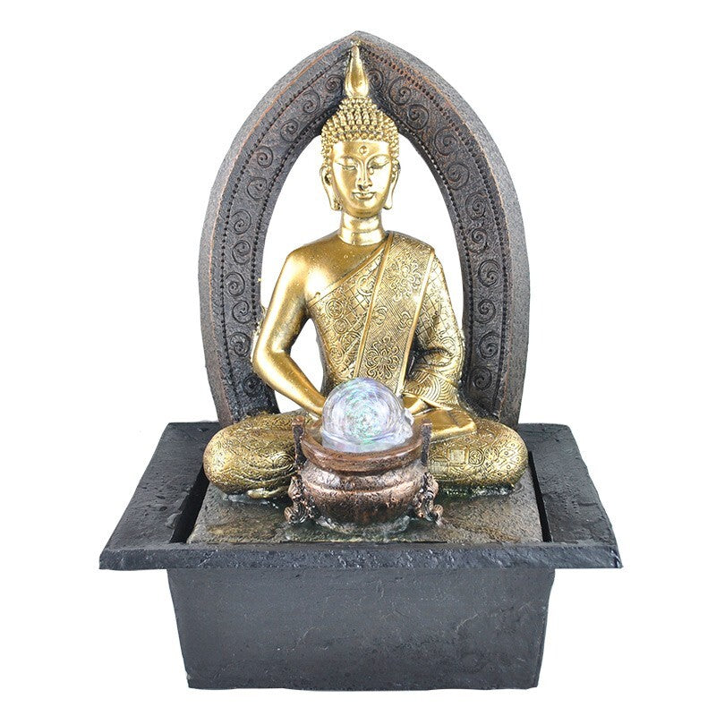 ARC THAI BUDDHA WATER FEATURE FOUNTAIN INDOOR OUTDOOR BENCH TOP HOME DECOR