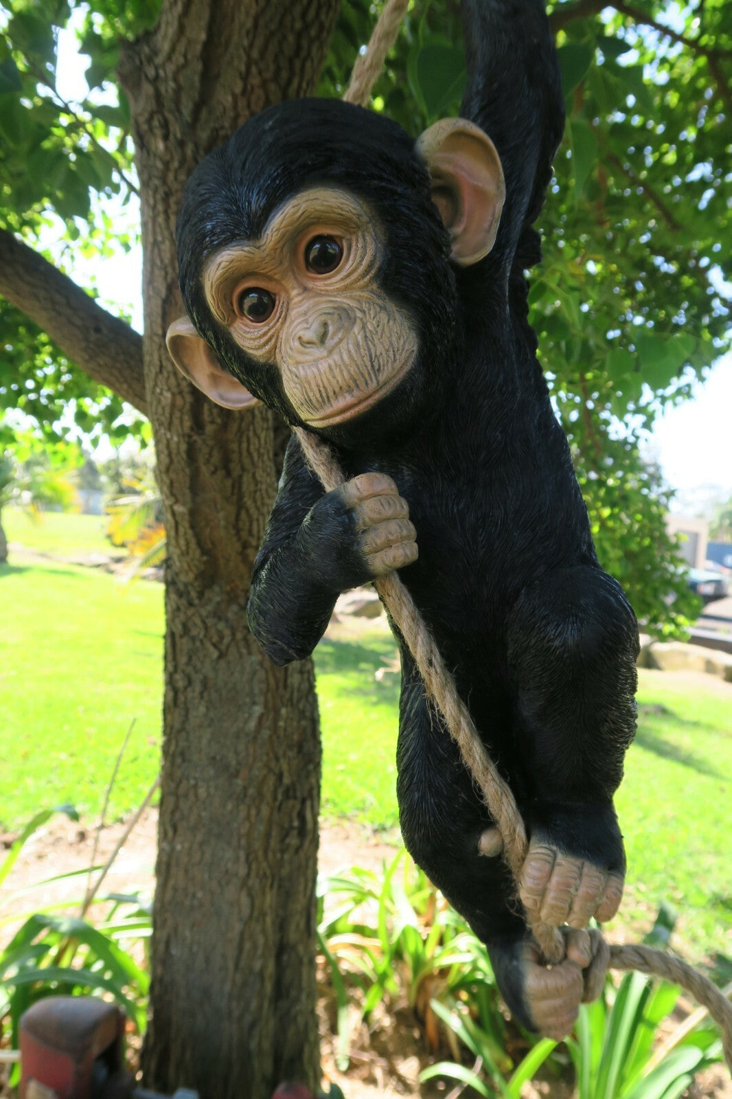 Monkey Hanging from a Rope African Animal Statue Ornament Figurine Home Decor
