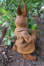 Mad Hatter Rabbit Bunny Statue Rusty Cast Iron Garden Statue Ornament Large 46cm