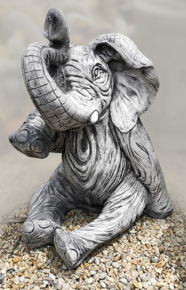 Concrete Elephant Garden Statue – Outdoor Cement Elephant Ornament – Garden Deco