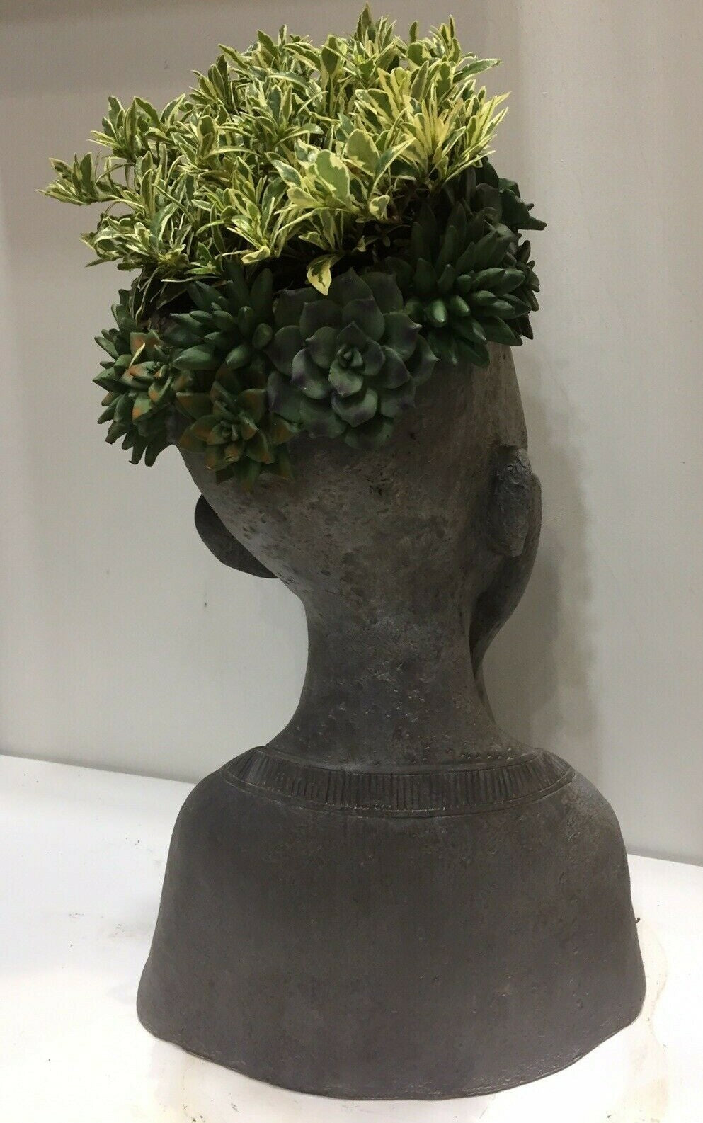 FLOWER GIRL PLANTER TWO SUCCULENT LADY FACE POT PLANTERS