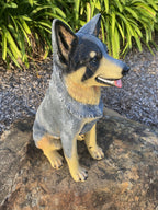 BLUE CATTLE DOG HEELER STATUE PUPPY MEMORIAL ANIMAL GARDEN ORNAMENT FIGURINE