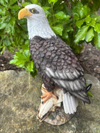 EAGLE PERCHED ON SKULL BIRD ANIMAL GARDEN STATUE ORNAMENT FIGURINE