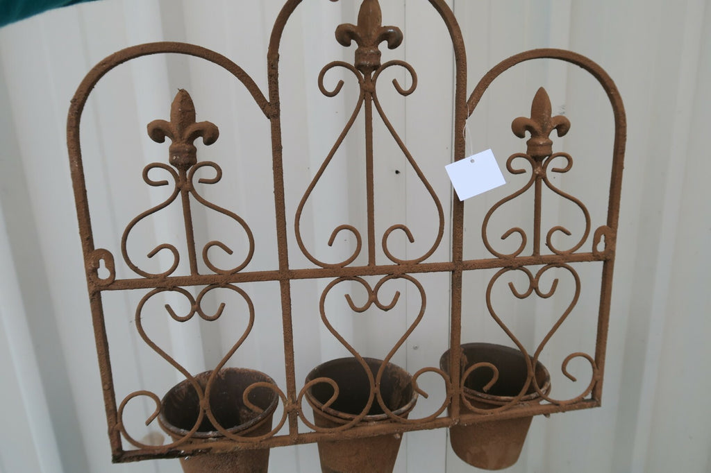 Rustic Brown Iron Window Flower Pot Holder Stand Planter Home Garden Decor