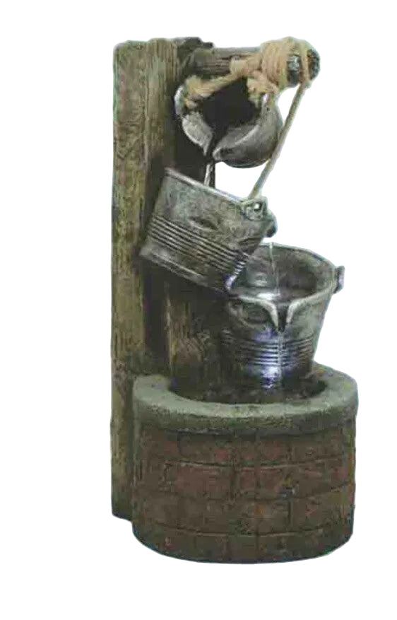 COURTYARD WELL BUCKET WATER FEATURE FOUNTAIN INDOOR OUTDOOR BENCH TOP HOME DECOR