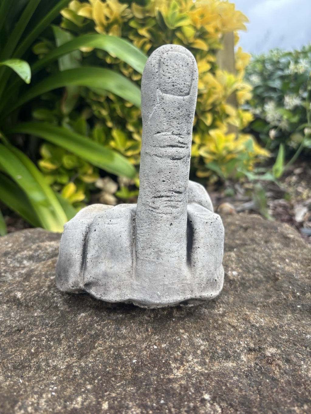 Finger Up Concrete Garden Statue Ornament Figurine 15 cm high