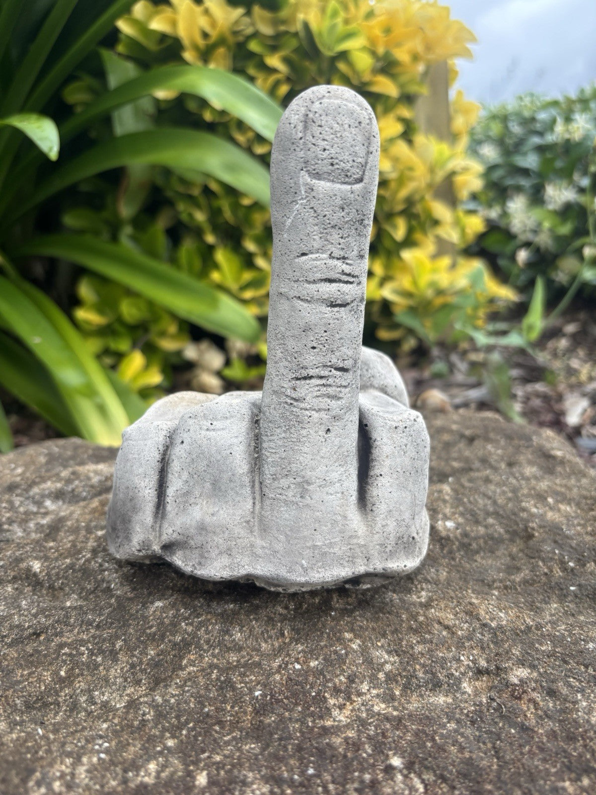 Finger Up Concrete Garden Statue Ornament Figurine 15 cm high