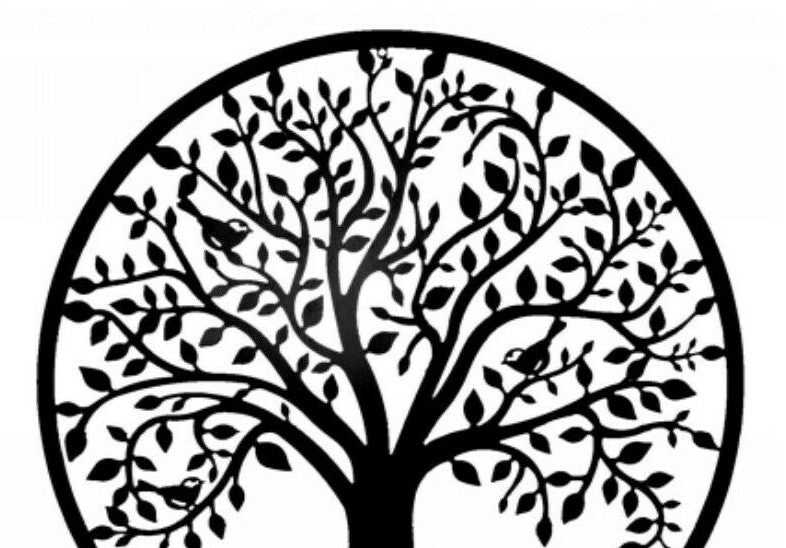 Tree of Life Metal Iron Hanging Wall Art 60cm Round Rustic Sculpture Home Garden