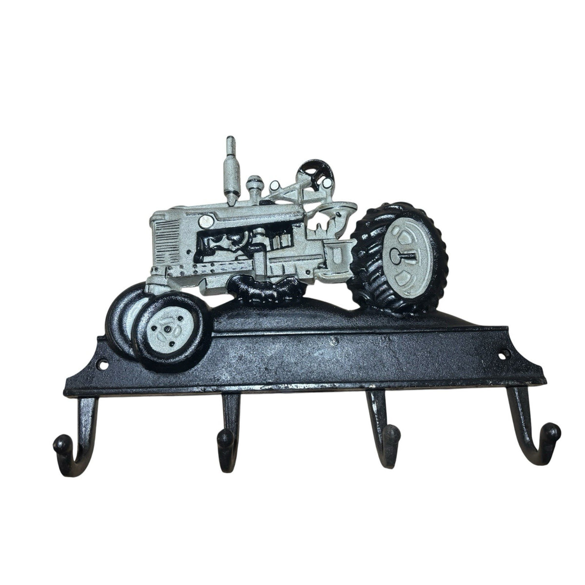 Tractor Cast Iron Key Rack Holder with Grey Tractor  4 Hooks | Rustic Farmhouse