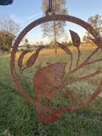Possum Round Rust Corten Steel Metal Garden Wall Art Hanging Ring Home 28cm D