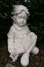 Girl Sitting Reading a Book Children Garden Statue Figurine  Ornament Children