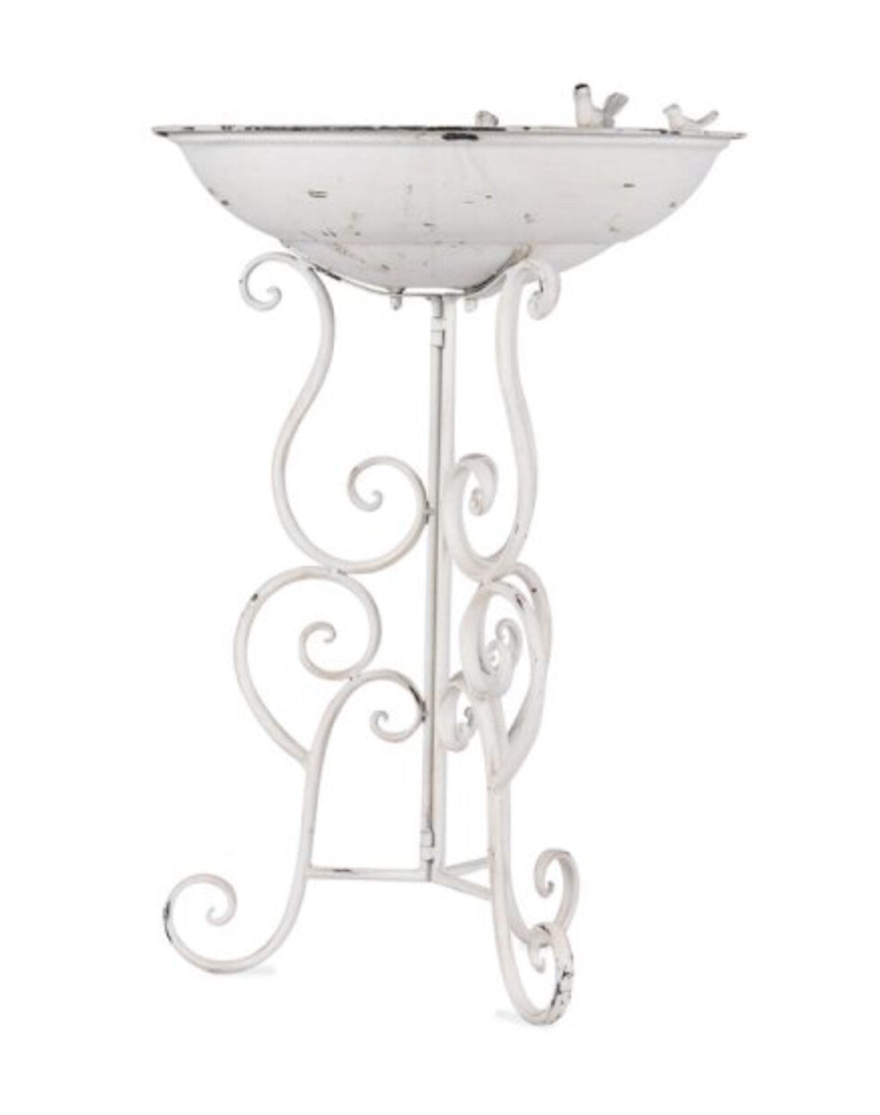 Wild Bird Bath Feeder Food Station Garden Ornaments Metal White Pad Bee Water