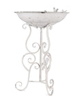 Wild Bird Bath Feeder Food Station Garden Ornaments Metal White Pad Bee Water