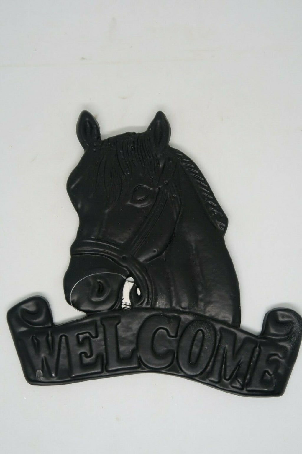 Cast Iron Antique Welcome Horse Hanging Sign Vintage Dark Brown