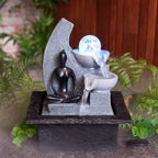 YOGA MEDITATION WATER FEATURE FOUNTAIN INDOOR OUTDOOR BENCH TOP HOME DECOR