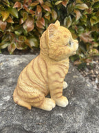 Resin Ginger Tabby Cat Garden Statue | Sitting Cat Ornament