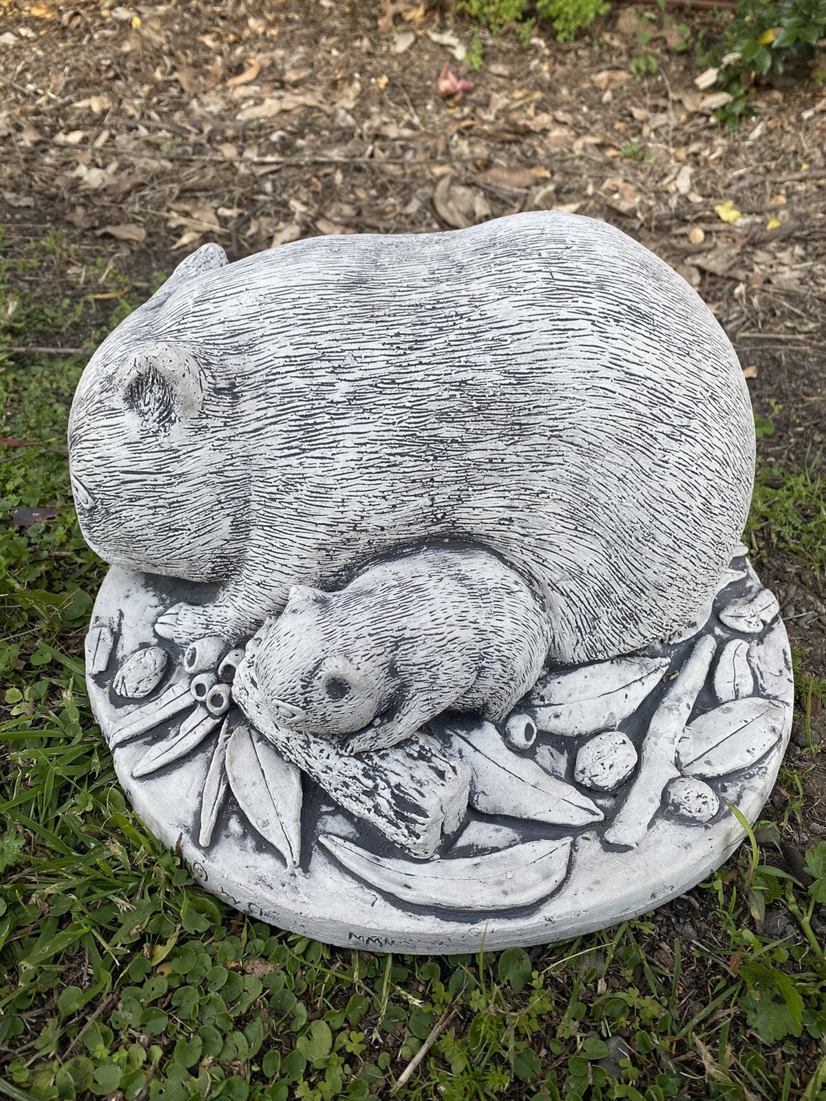 Australian Wombat With Baby Garden Statue Animal Concrete Australian Made