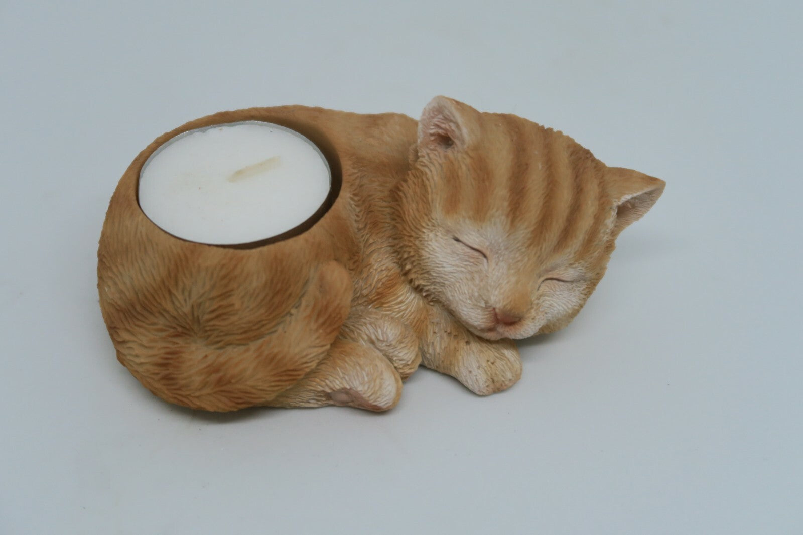 Tea light candle holders Ginger Tabby Cat Kitten statue ~Ornament ~ Home Decor