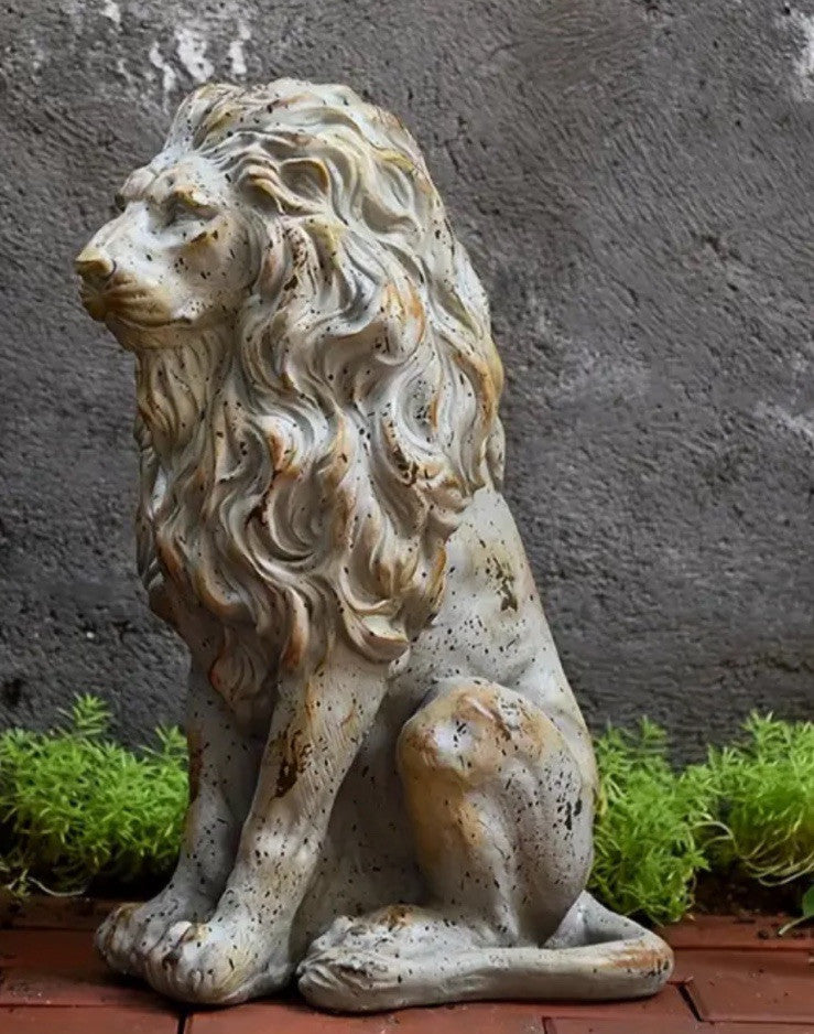 Lion Statue Guardian Garden Ornament Sculpture Chinese Feng Shu Antique 53cm