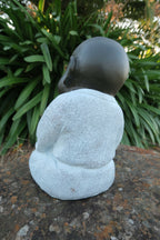 Monk Statue Sitting Garden Ornaments With White Robe 27 cm high