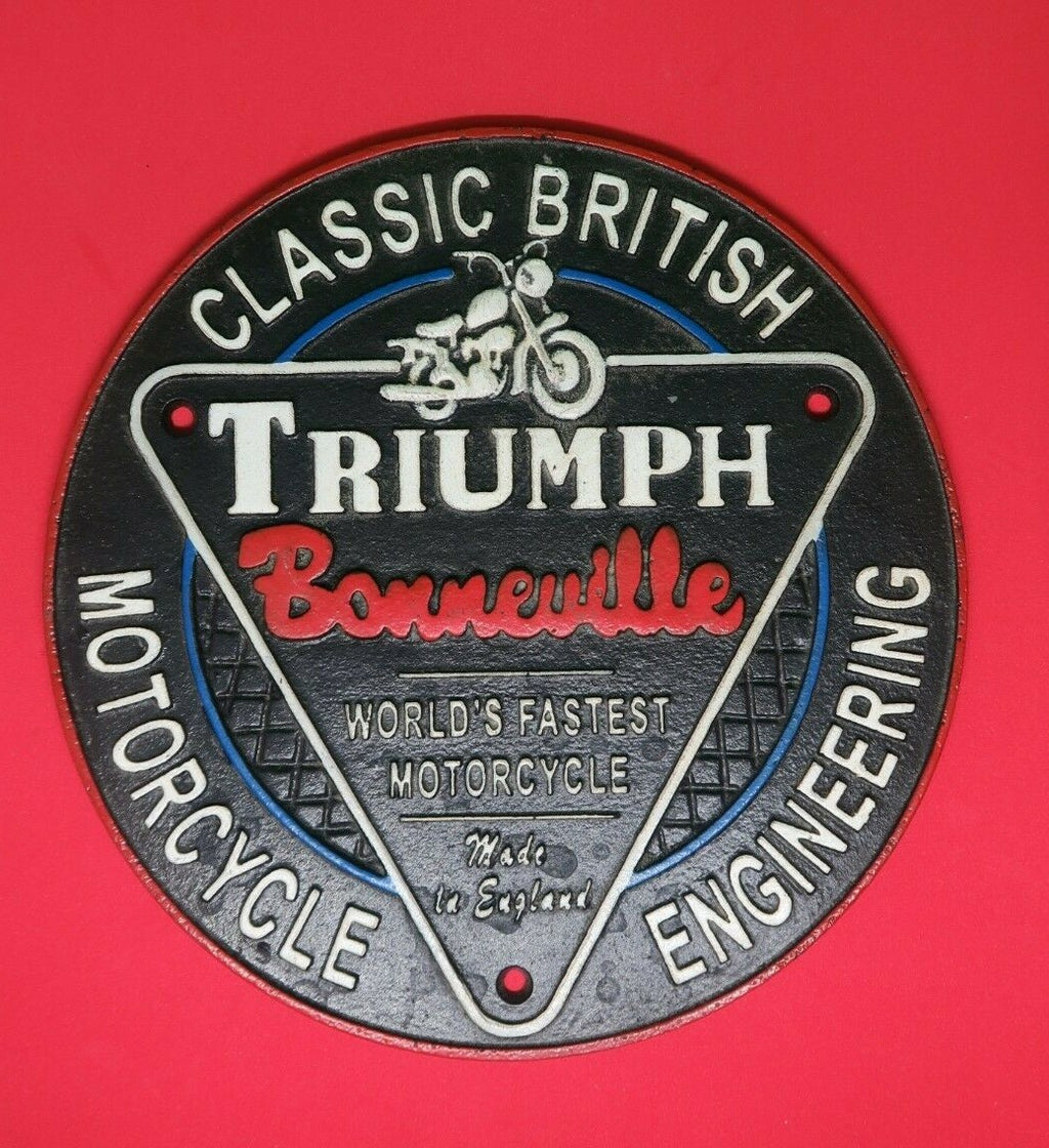 Triumph Bonneville Motorcycle Cast Iron Sign Retro Man Cave