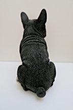 FRENCH BULLDOG BLK-WHI PUPPY DOG ANIMALGARDEN STATUE ORNAMENT FIGURINE SCULPTURE