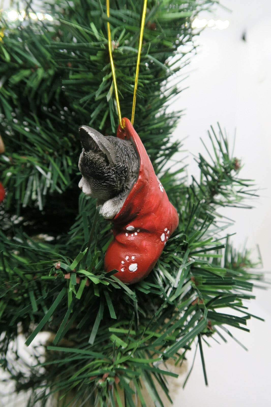 2 x Black & White Cat Kitten Christmas Xmas Tree Decoration Statue Home Decor