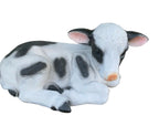 46cm Sitting Cow Ornament Statue Figurine Garden Sculptures Farm Animal Black