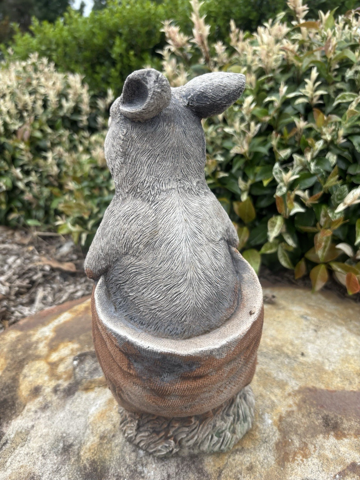 Rabbit in Potato Sack Statue Ornament Animal Concrete Garden Australian Made