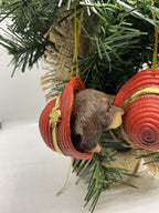 2 x Dachshund Sausage Dog Puppy Christmas Xmas Tree Decoration Statue Brown