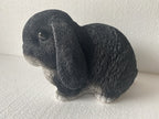 RABBIT BUNNY MINI LOP ANIMAL GARDEN STATUE ORNAMENT FIGURINE BLACK WHITE