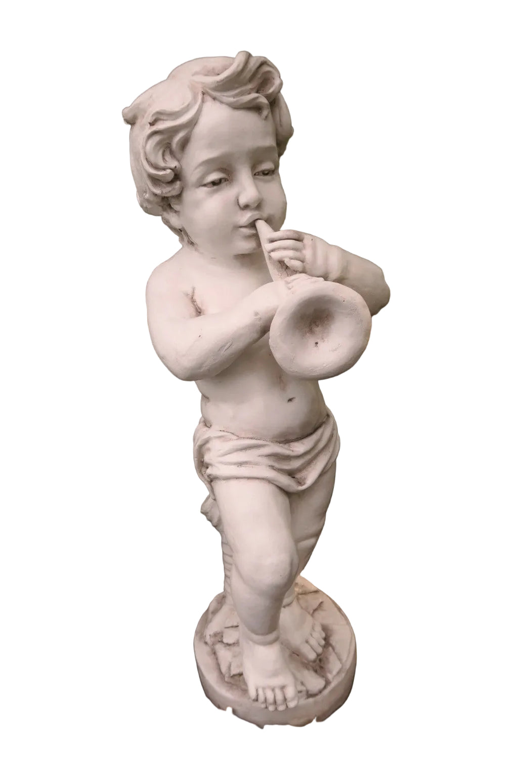 BOY STATUE PLAYING TRUMPET INSTRUMENT GARDEN STATUE ORNAMENT HOME DECOR