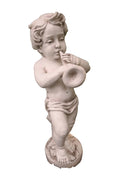 BOY STATUE PLAYING TRUMPET INSTRUMENT GARDEN STATUE ORNAMENT HOME DECOR