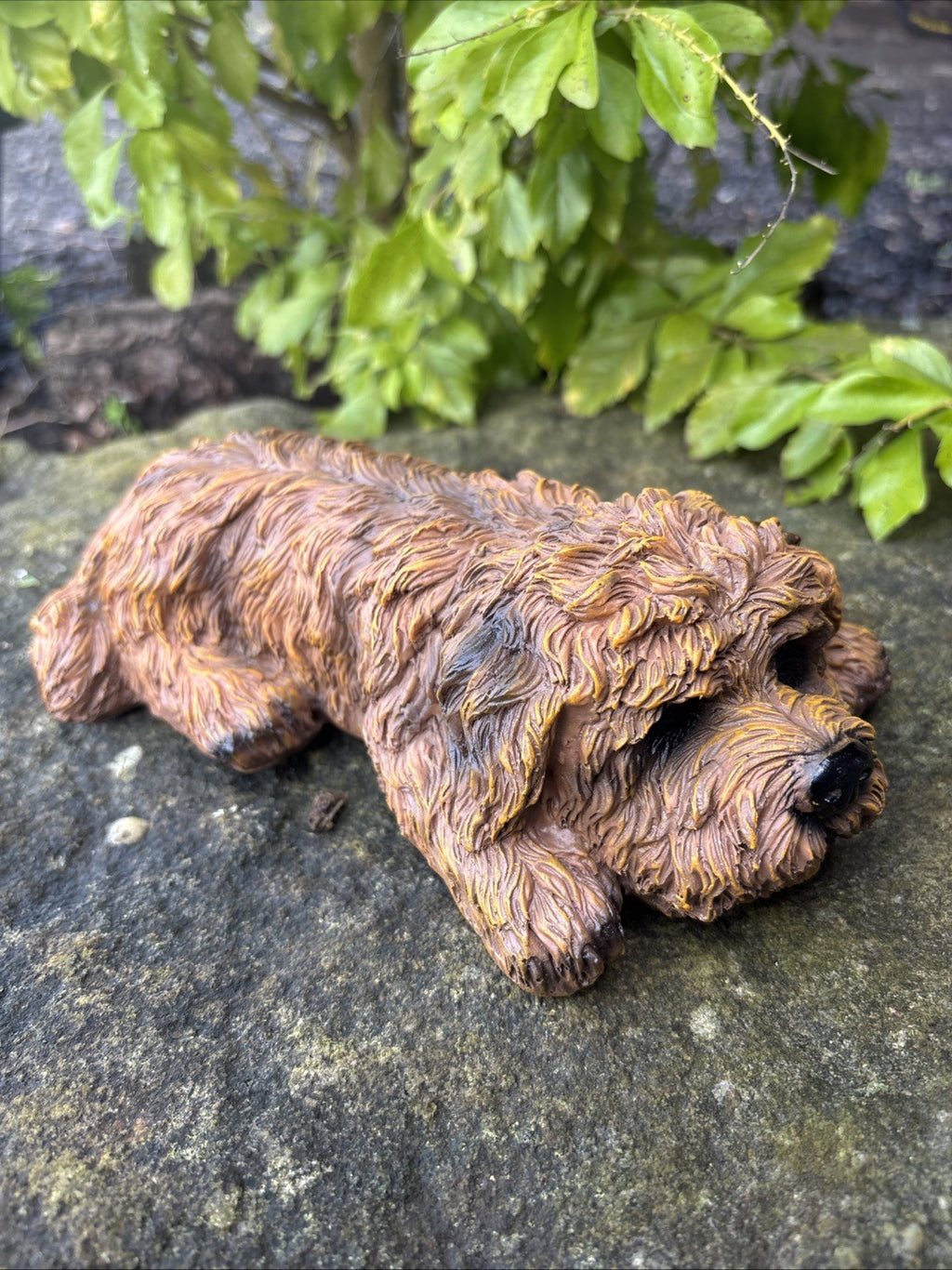 CAVOODLE SLEEPING STATUE PUPPY DOG ANIMAL GARDEN ORNAMENT SCULPTURE