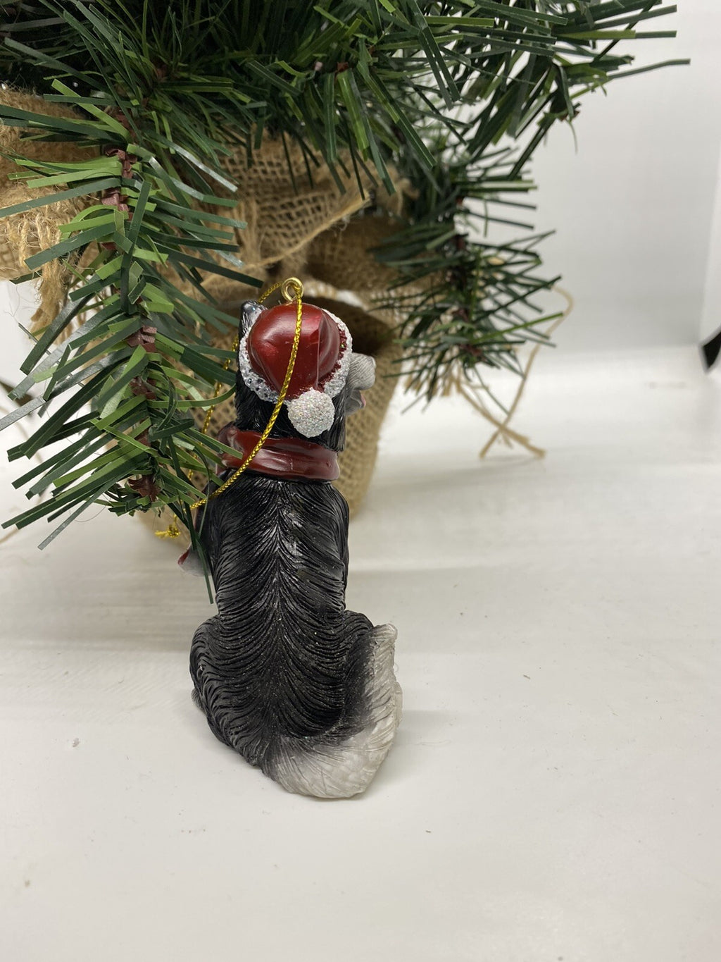 2 x Border Collie Dog Puppy Christmas Xmas Tree Decoration Statue Home Decor