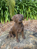 LABRADOR SITTING DOG PUPPY CHOCOLATE BROWN GUIDE GARDEN STATUE ORNAMENT MEMORIAL